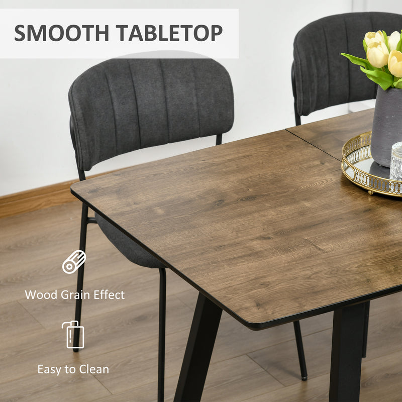 HOMCOM Extendable Dining Table Rectangular Wood Effect Tabletop with Steel Frame