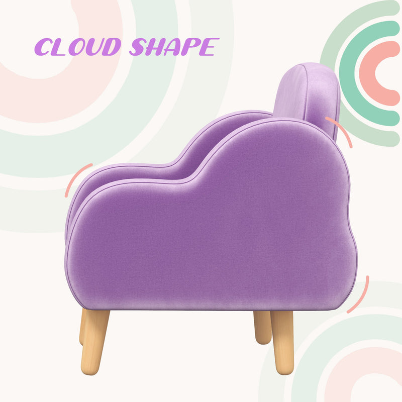 ZONEKIZ Cloud-Shaped Toddler Armchair, Kids Chair, 1.5-5 Years - Purple