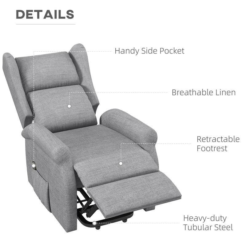 HOMCOM Power Lift Chair for the Elderly Fabric Recliner Armchair w/ Remote Grey