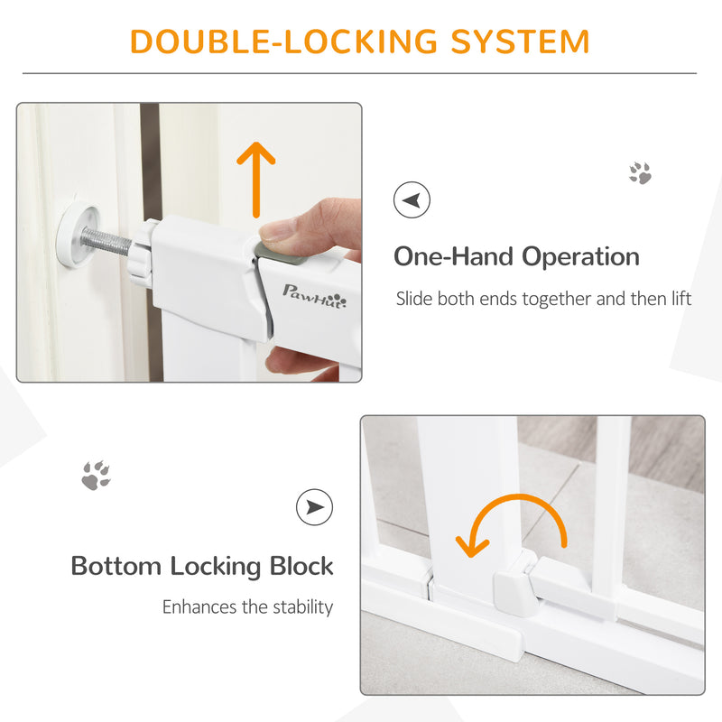 PawHut 75-103 cm Pet Safety Gate Pressure Fit Stair w/ Small Door Double Locking