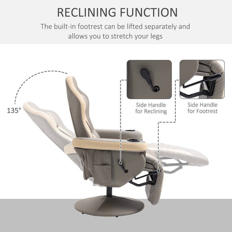 HOMCOM Manual Recliner Armchair PU Sofa Chair w/ Footrest & 135° Reclining