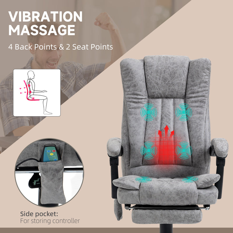 Vinsetto 6-Point Vibrating Heat Massage Chair w/ Microfibre Upholstery Grey