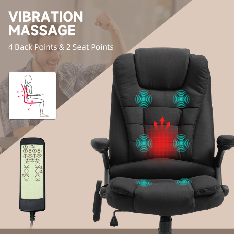 Vinsetto Office Chair w/ Heating Massage Points Relaxing Reclining Black