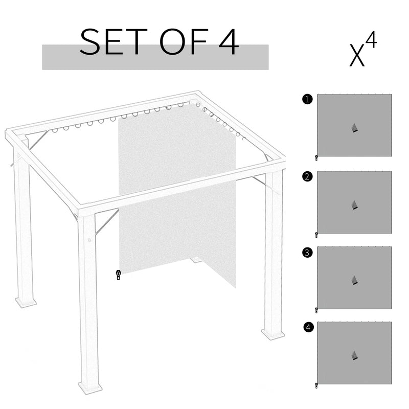 Outsunny 3 x 3(m) Universal Gazebo Replacement Sidewall Set w/ 4 Panels, Grey