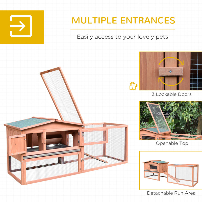 PawHut Wooden Rabbit Hutch Enclosure Run House 2 Tier Large Coop Run Pet