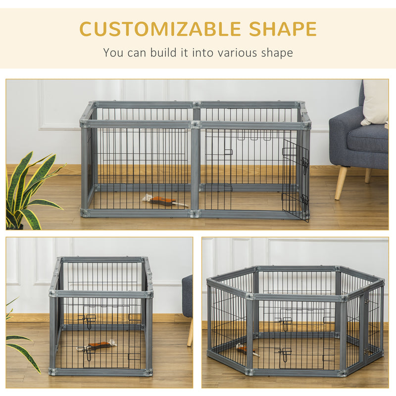 PawHut Dog Play Pen 6 Panel Pet Playpen Foldable Rabbit Guinea Pig Run