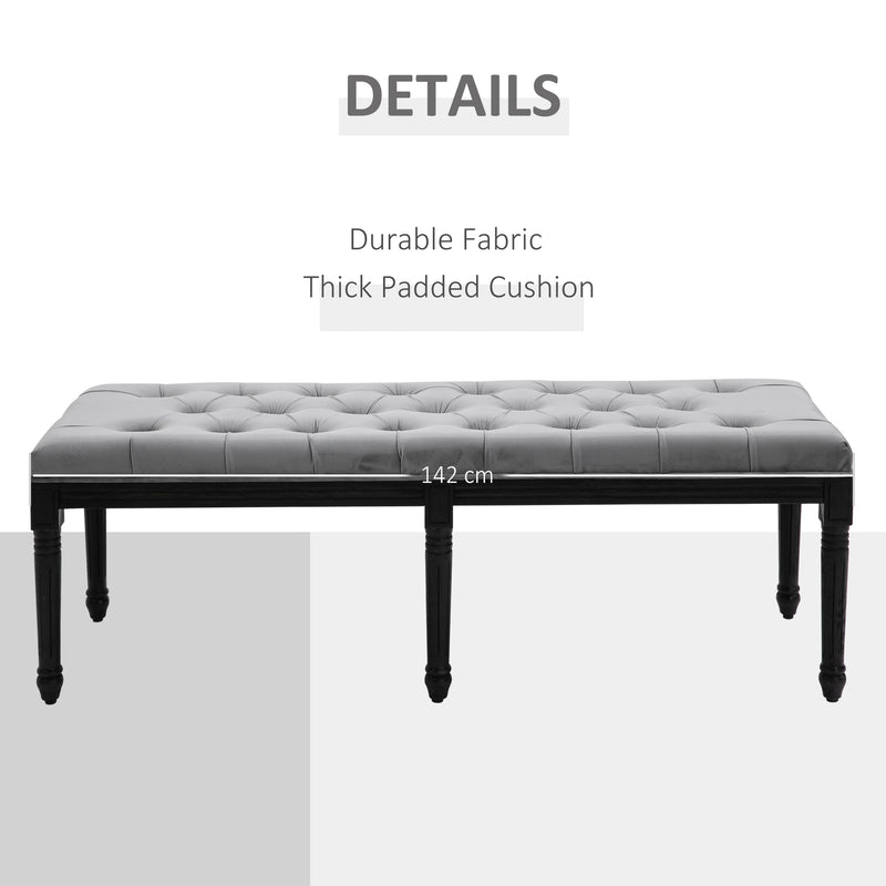 HOMCOM Fabric Bed End Bench Velvet Upholstered Tufted Accent Lounge Sofa