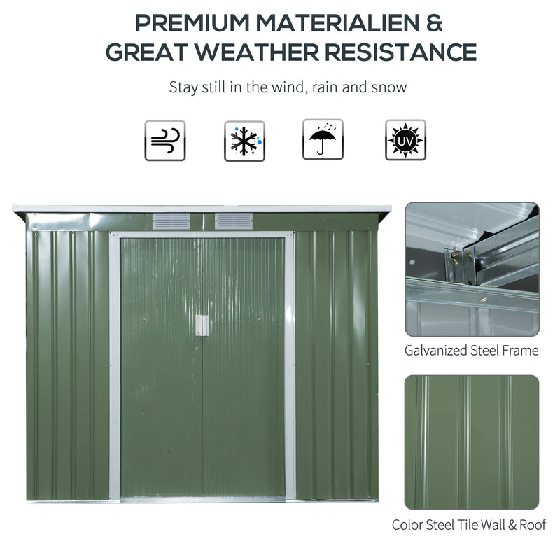 Outsunny 7 x 4ft Metal Garden Storage Shed w/ Double Door & Ventilation