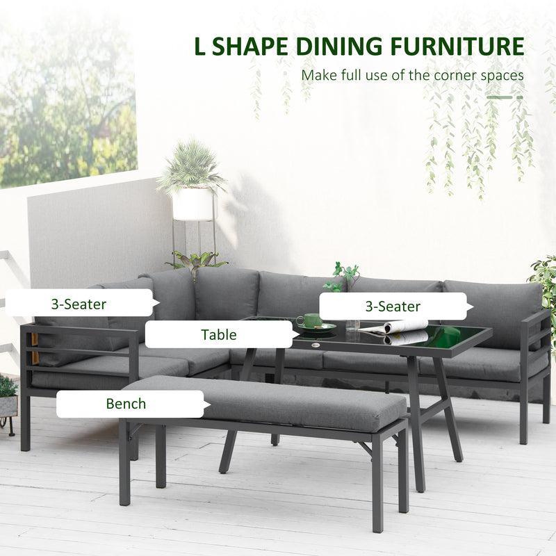 Outsunny 8-Seater Aluminium Garden Dining Sofa Furniture Set with Cushions