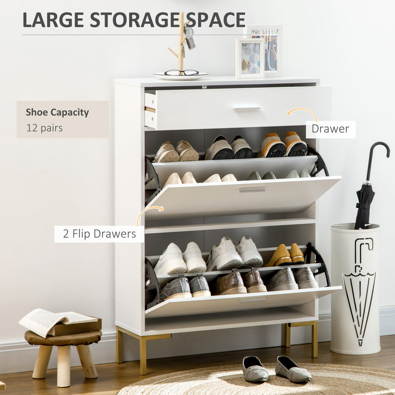 Homcom Narrow Shoe Storage Cabinet For Entryway With 3 Flip