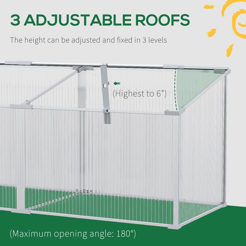 Outsunny  Aluminium Greenhouse Plants Raised Bed Vented Cold Frame Transparent