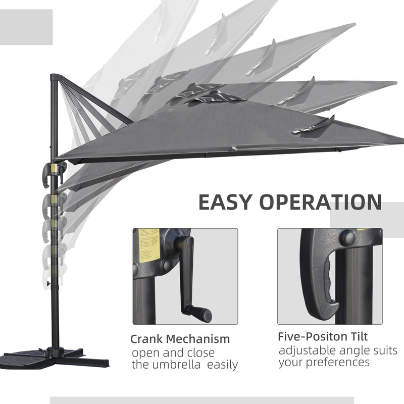 Outsunny 2.7 x 2.7 m Cantilever Parasol Garden Umbrella w/ Cross Base Dark Grey