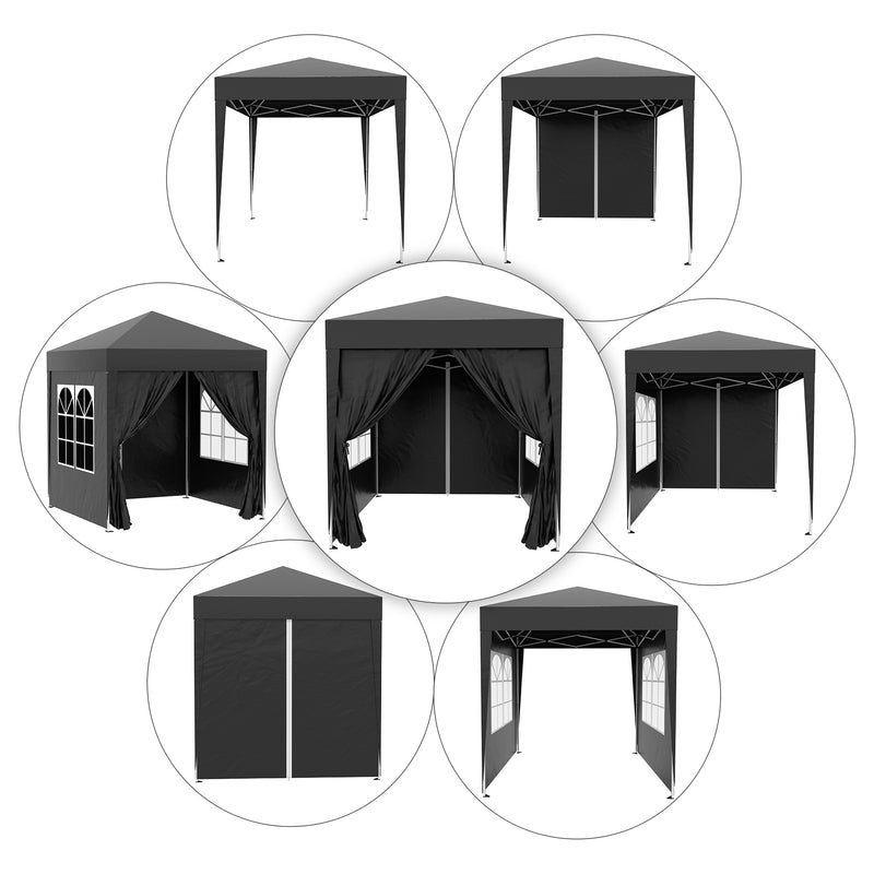 Outsunny 2mx2m Pop Up Gazebo Party Tent Canopy Marquee with Storage Bag Black