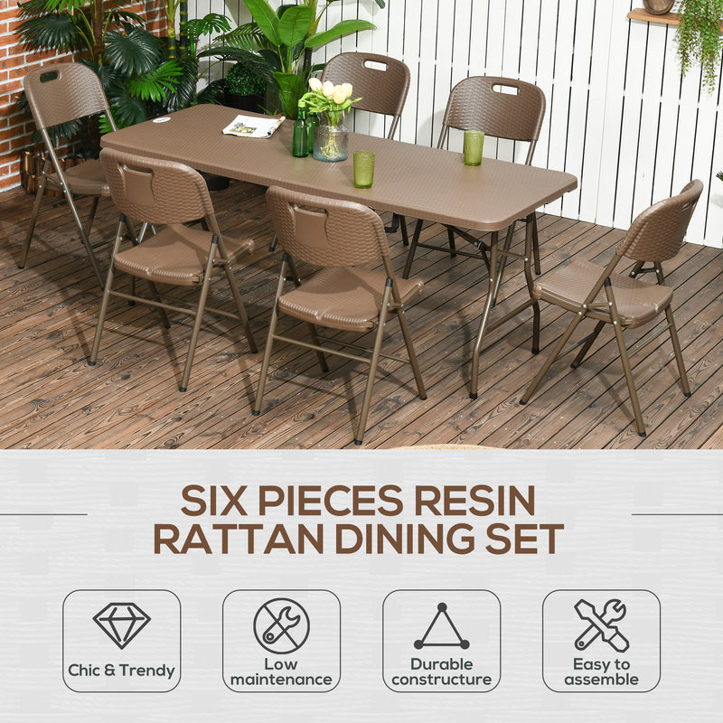 Outsuny HDPE Molding Design Resin Rattan Dining Set, Foldable Table & Chairs