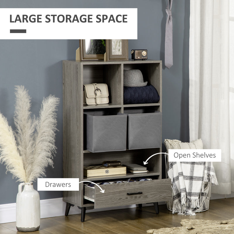 HOMCOM Freestanding Storage Cabinet, Display Shelf with Storage Drawers