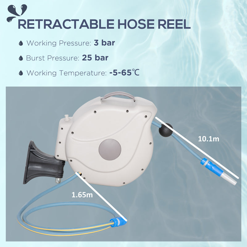 Outsunny Retractable Hose Reel Wall Mounted w/ Lead-in Hose and Handle