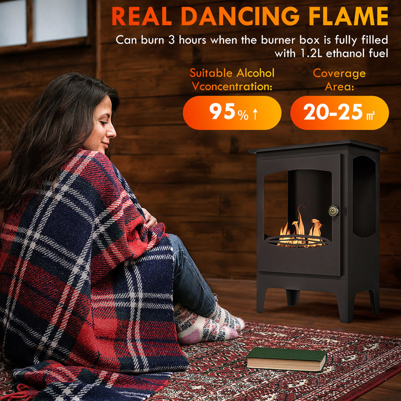 HOMCOM Freestanding Bioethanol Fireplace Ethanol Fireplace Stove with 1.2L Tank