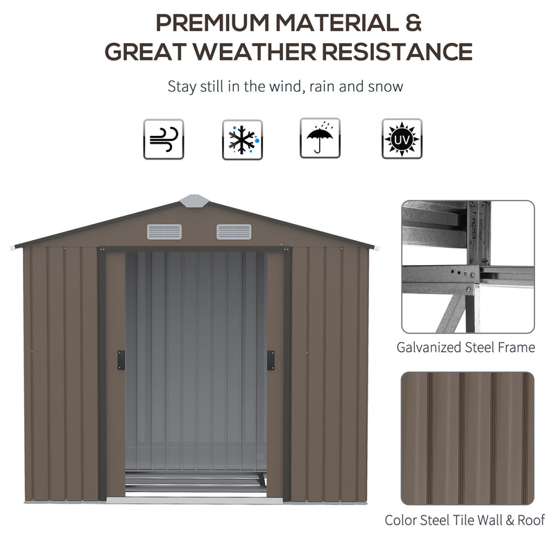 Outsunny Garden Shed Storage Unit w/Locking Door Floor Foundation Vent Brown