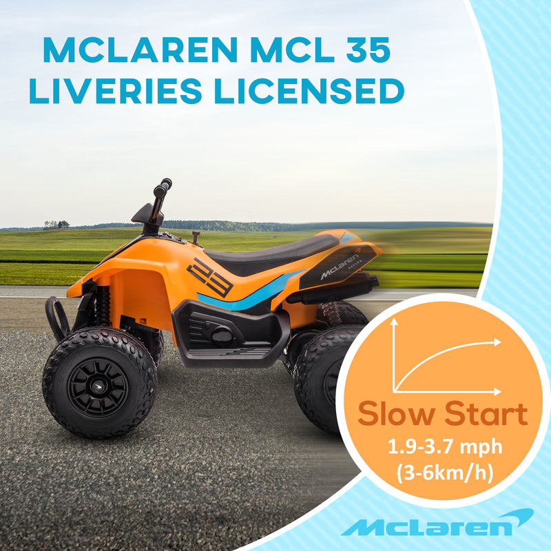 HOMCOM McLaren MCL 35 Liveries 12V Quad Bike w/ Slow Start - Orange