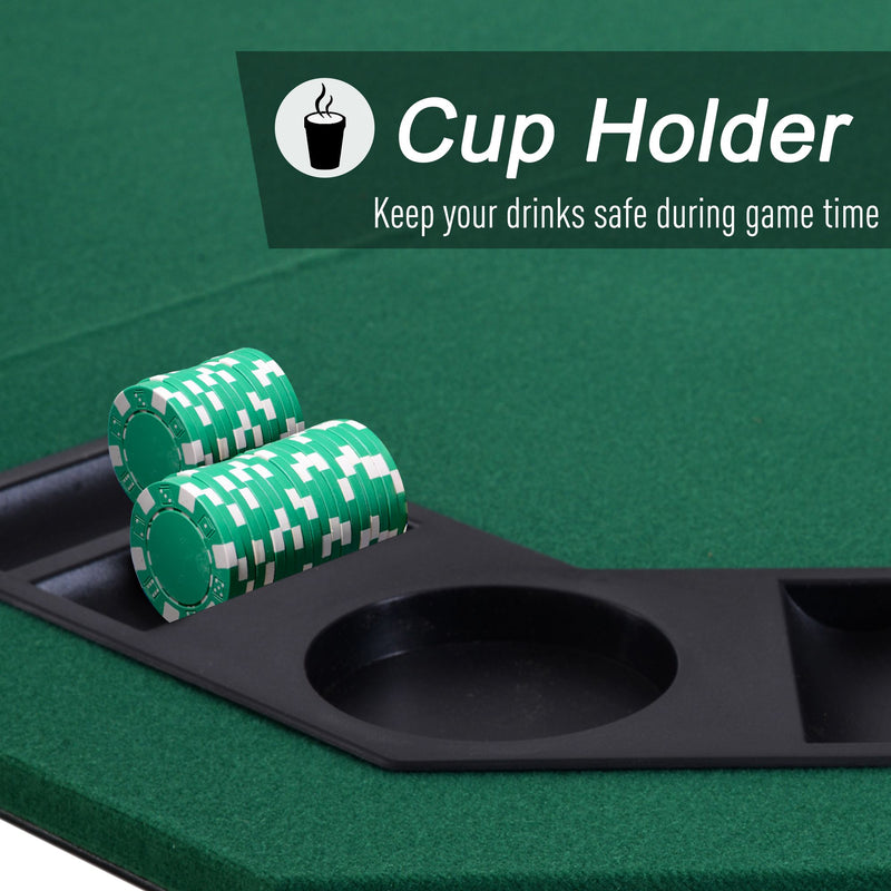 HOMCOM 1.2m/48" Foldable Poker Table Top - 8 Players - Blackjack - Chip - Trays