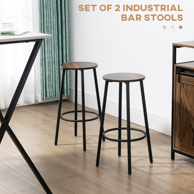 HOMCOM Bar Stools Set of 2 Counter Height Bar Stools for Dining Room Kitchen