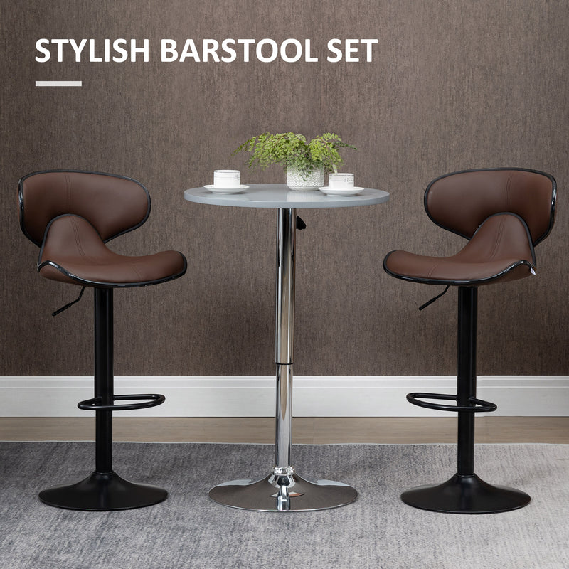 HOMCOM Adjustable Swivel Bar Stools Set of 2, Barstools for Counter Bar, Brown