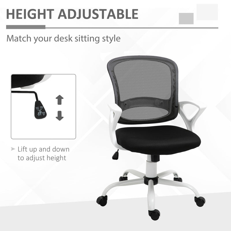 Vinsetto Mesh Task Swivel Chair Home Office Desk w/ Lumbar Back Support, Black