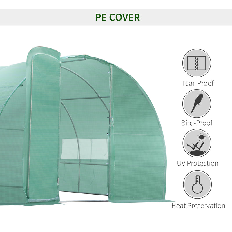 Outsunny 6 x 3M Reinforced Walk-in Polytunnel Garden Greenhouse Steel Frame