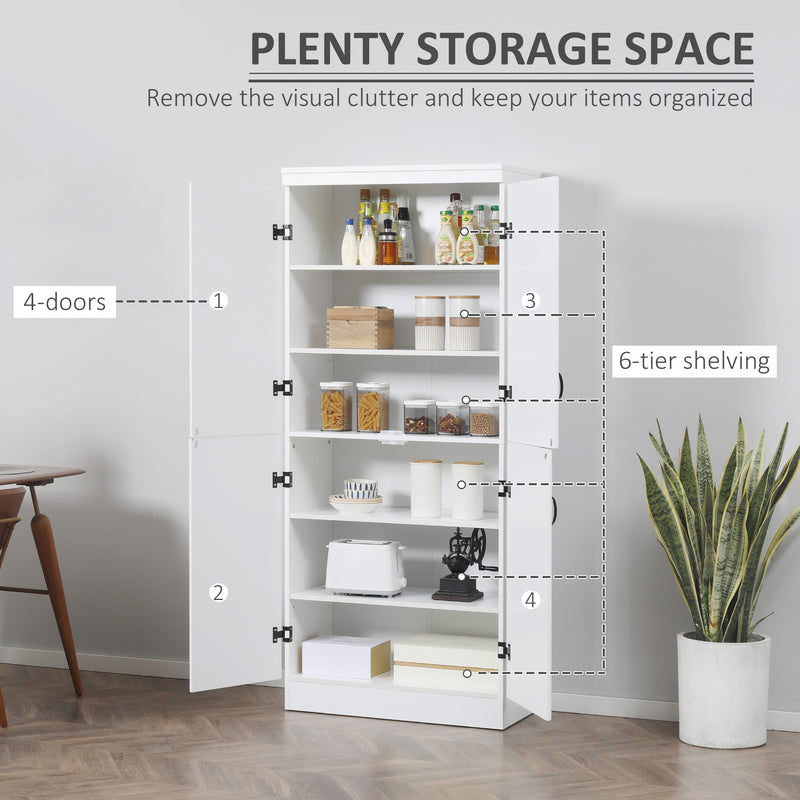 HOMCOM Kitchen Cupboard Storage Cabinet w/ 4 Doors and Adjustable Shelves,White