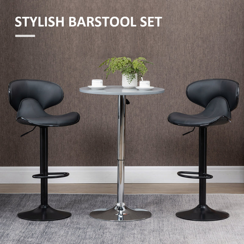 HOMCOM Adjustable Swivel Bar Stools Set of 2, Barstools for Counter Bar, Grey