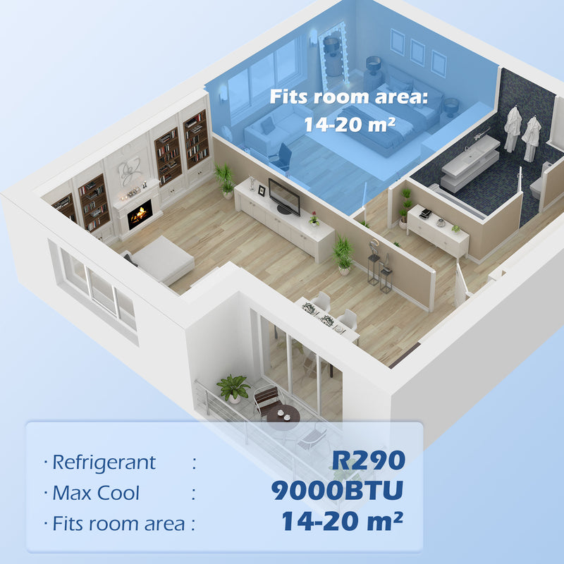 HOMCOM 9,000 BTU Portable Air Conditioner Unit with WiFi Smart App, 20m²