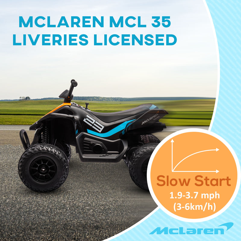 HOMCOM McLaren MCL 35 Liveries 12V Quad Bike w/ Slow Start - Black