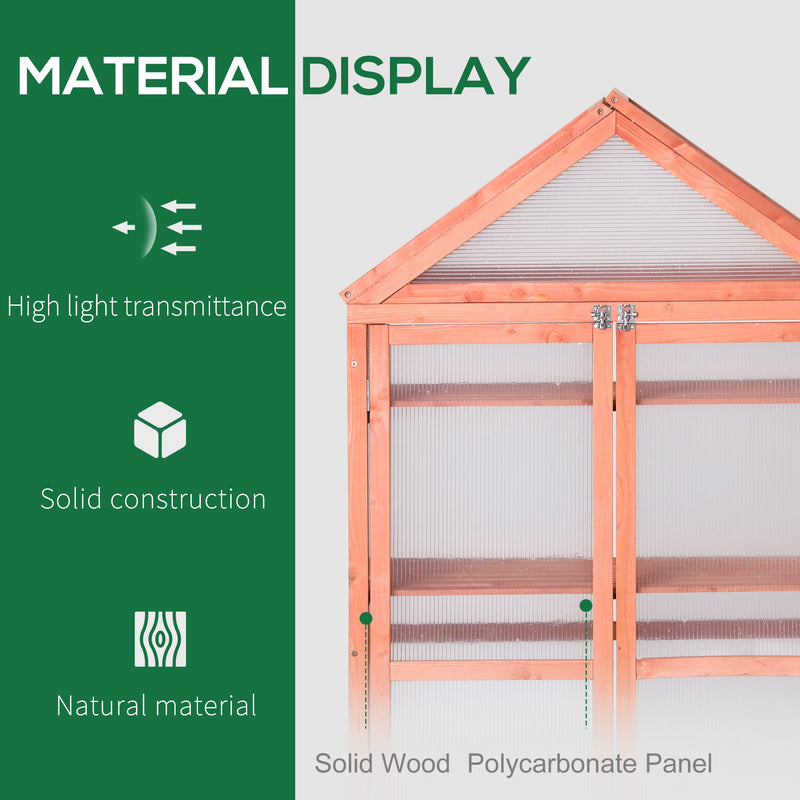 Outsunny 80x47x138cm Wood Cold Frame Greenhouse for Plants PC Board Orange