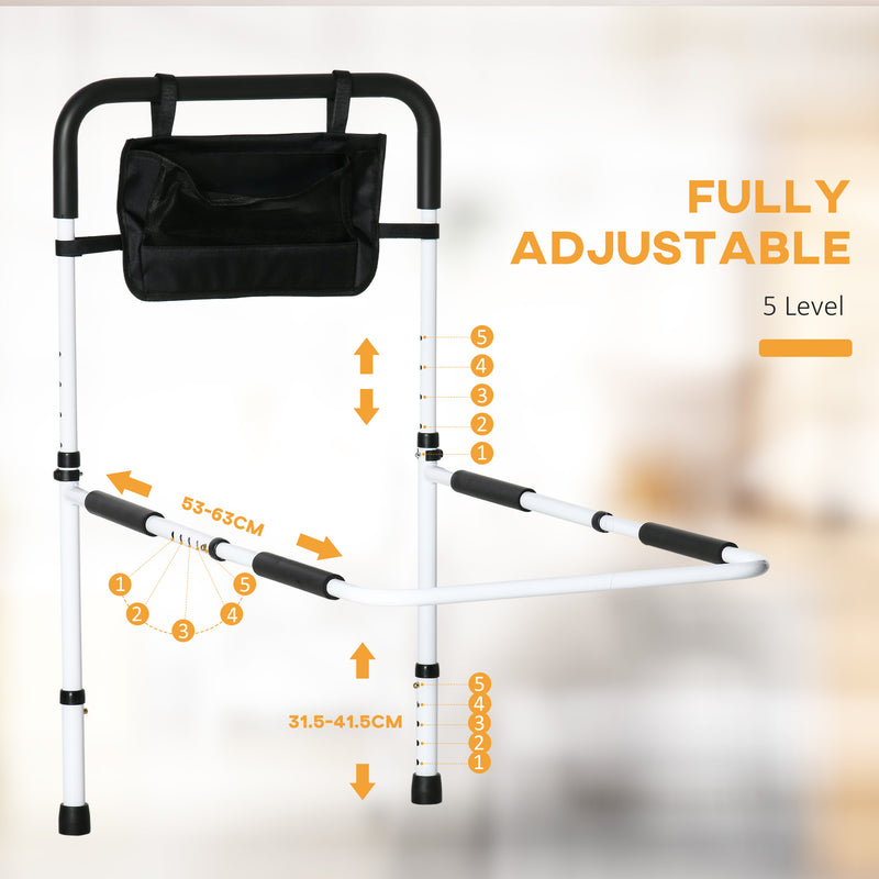 HOMCOM Adjustable Bed Assist Rail Grab Bar for Senior and Disabled White