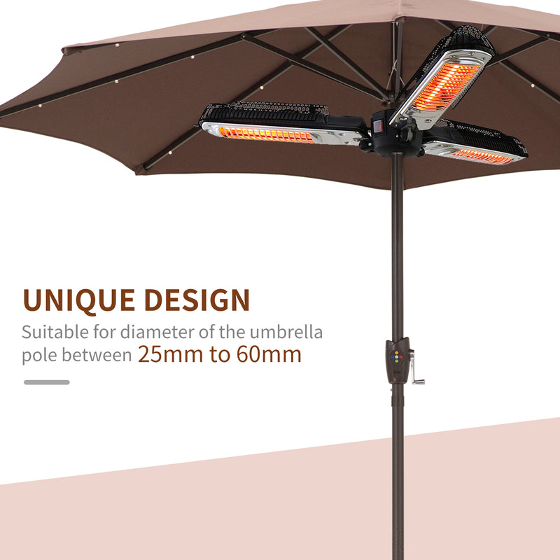 HOMCOM Electric Parasol Heater Infrared Quartz 2000W Outdoor Umbrella mounted