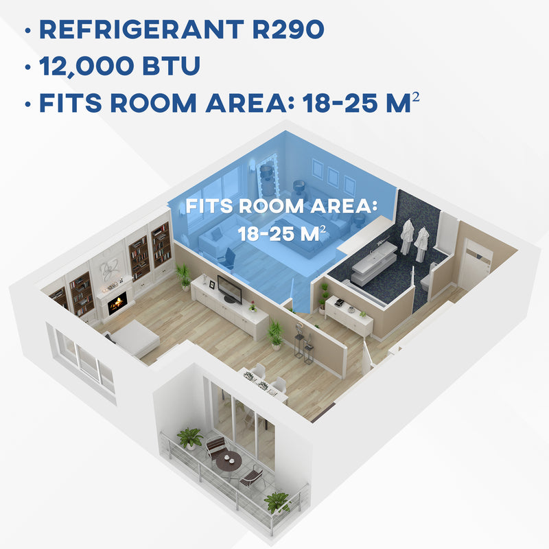HOMCOM 12,000 BTU Portable Air Conditioner Unit with Remote, 24H Timer, 25m²