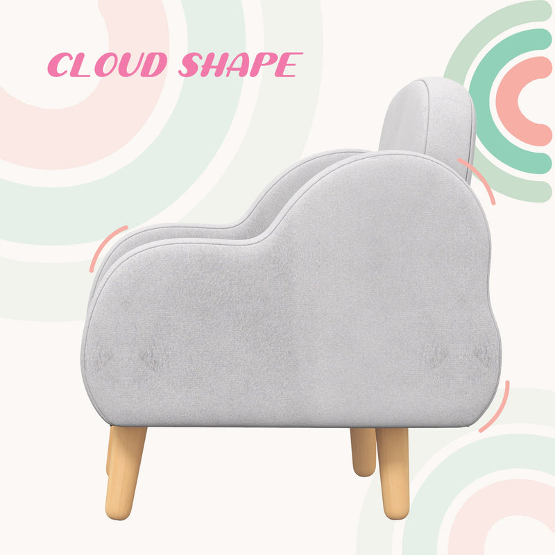 ZONEKIZ Cloud-Shaped Toddler Armchair, Kids Chair, 1.5-5 Years - Grey