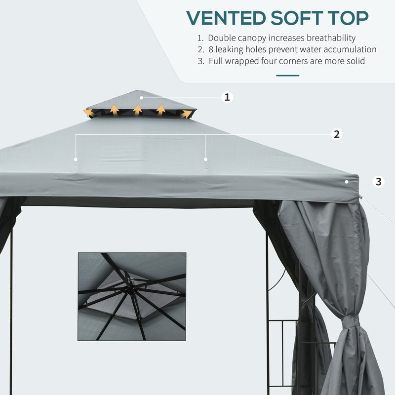 Outsunny 3 x 3m Garden Metal Gazebo Sun Shade Shelter Outdoor Party Tent