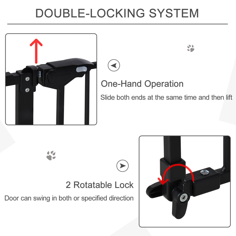 PawHut Adjustable Safety Gate w/ 3 Extensions and Four Adjustable Screws, Black