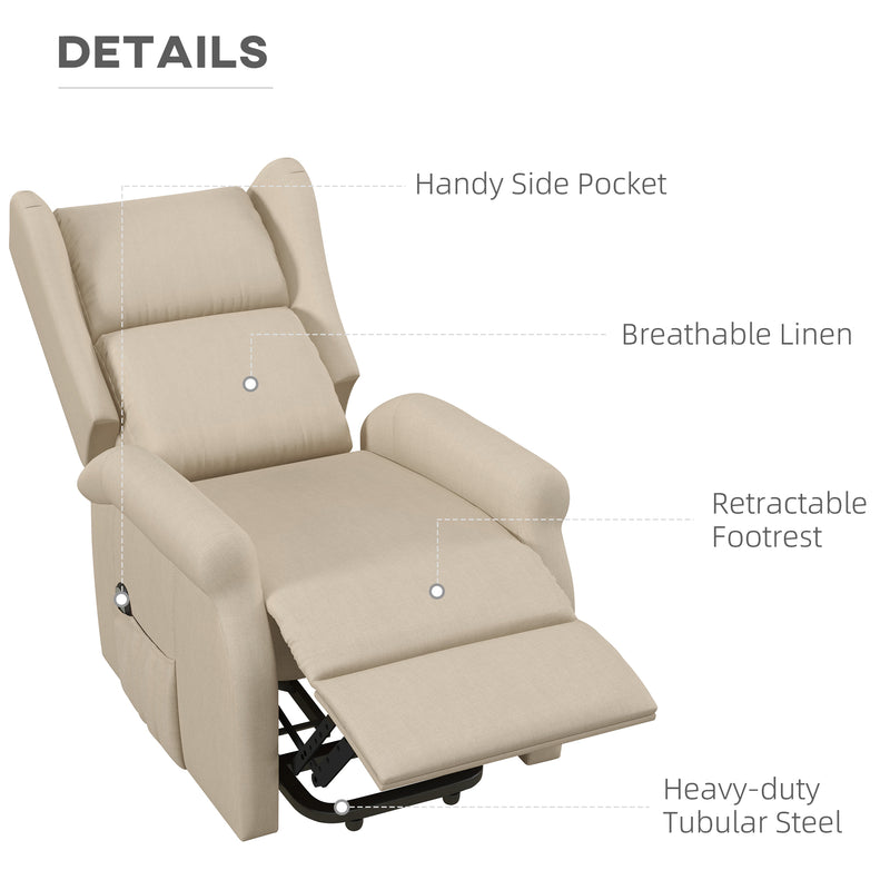 HOMCOM Power Lift Chair for the Elderly Fabric Recliner Armchair w/ Remote Beige