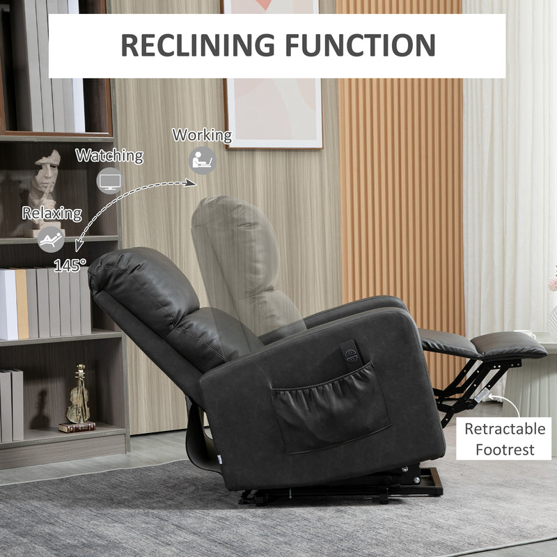 HOMCOM Riser and Recliner Chair, Lift Chair for Living Room w/ Remote, Grey