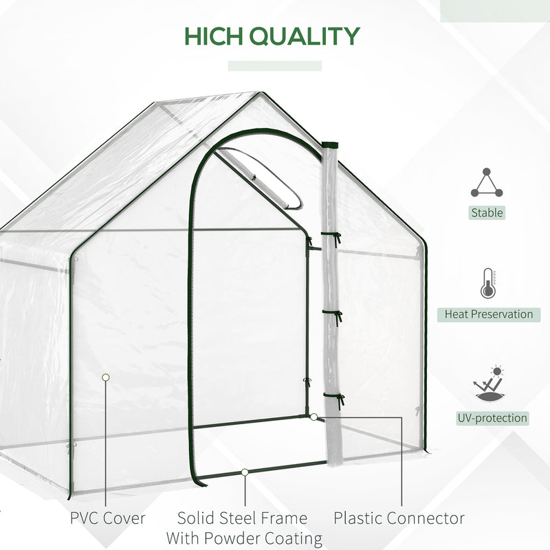 Outsunny Portable Walk-in PVC Greenhouse w/ Zipped Door for Flowers Plant