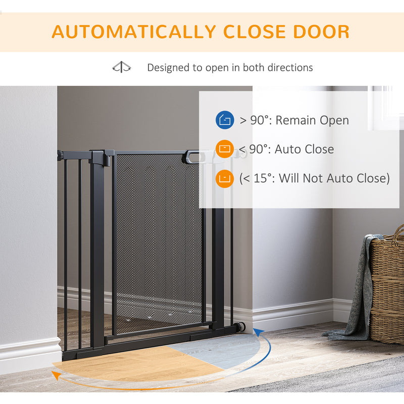 Pressure Fit Safety Gate for Doors, Dog Gate w/ Auto Close, 75-103 cm - Black