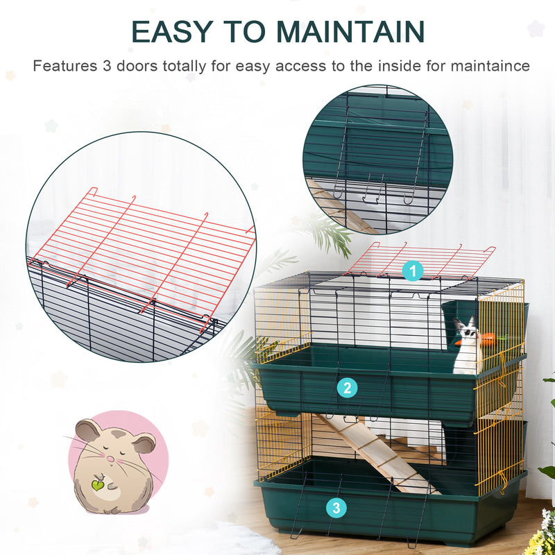 PawHut Small Animal Cage Habitat w/ Accessories 2-Story Large Pet Play House