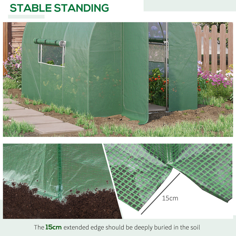 Outsunny 3 x 2M Reinforced Walk-in Polytunnel Garden Greenhouse Steel Frame