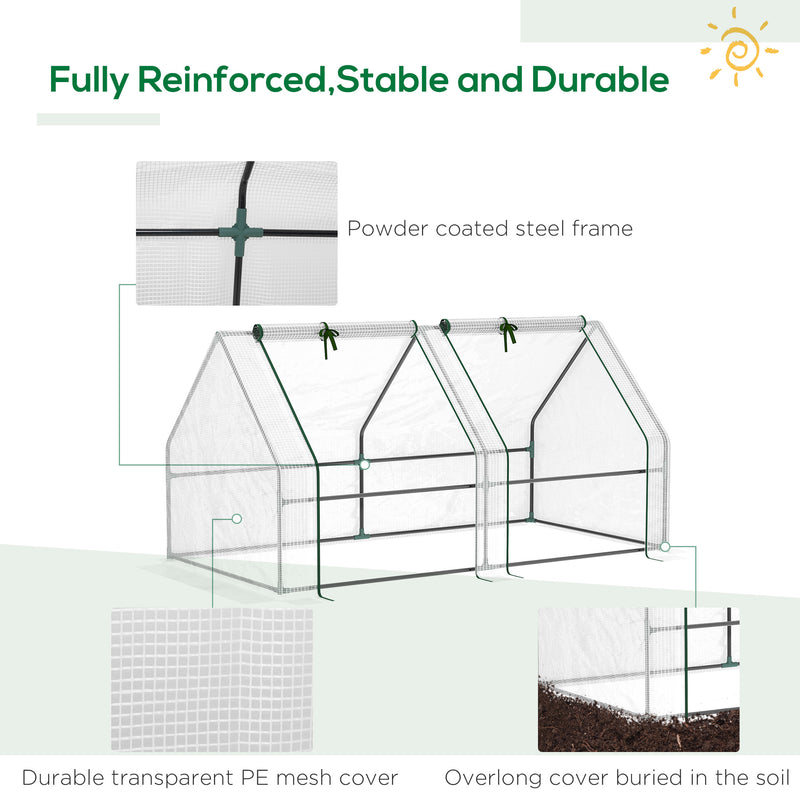 Outsunny Mini Small Greenhouse with Steel Frame & PE Cover & Window, White