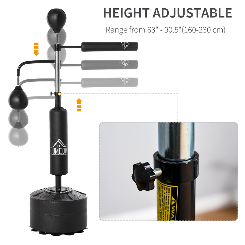 HOMCOM 3-in-1 Punching Bag with Stand with 2 Speedballs, 360° Relax Bar, PU Bag