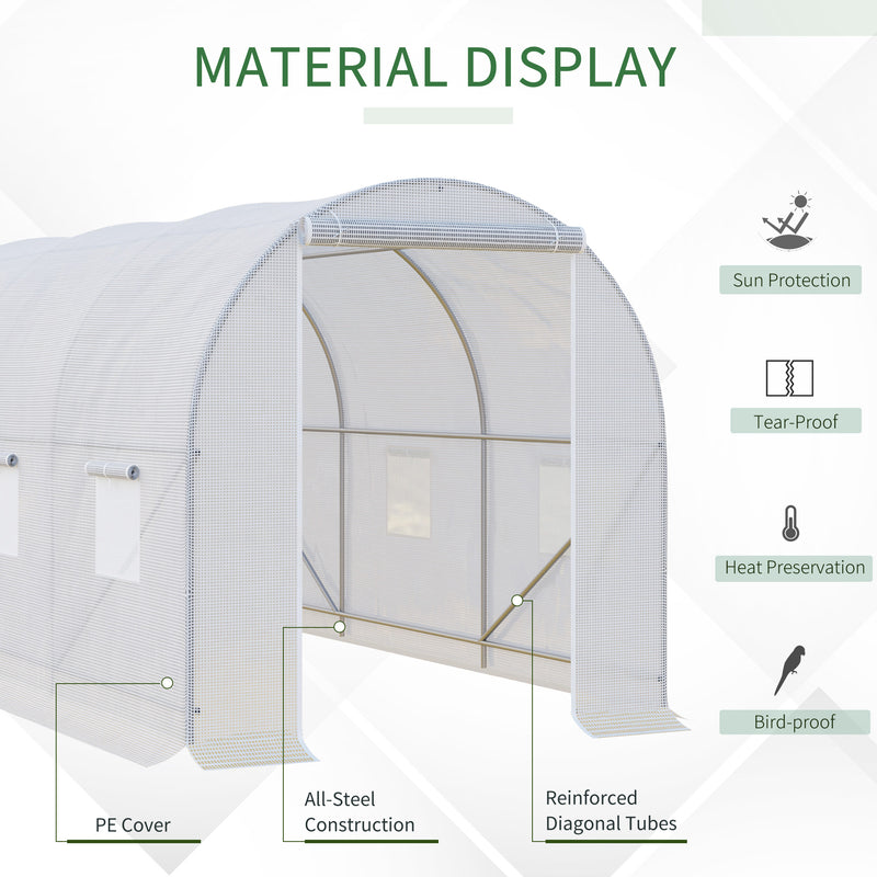 Outsunny Large Walk-in Greenhouse Poly Tunnel Galvanised Garden Plants Grow Tent