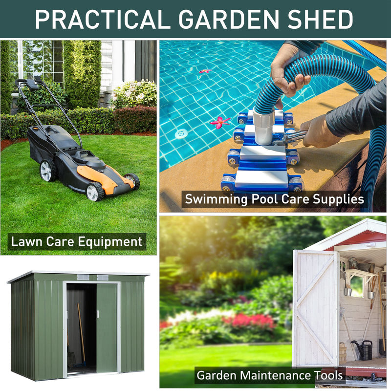 Outsunny 7 x 4ft Metal Garden Storage Shed w/ Double Door & Ventilation