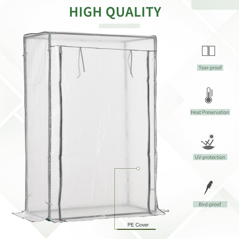 Outsunny 100 x 50 x 150cm Greenhouse w/ Zipper Roll-up Door Outdoor White